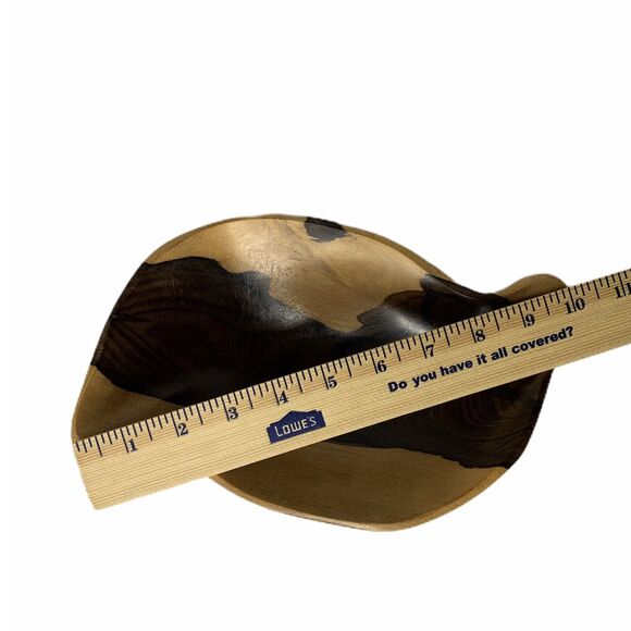 Two Tone Wood Bowl S Shaped Wooden 10” Trinket Dish Catch All READ - Picture 10 of 11